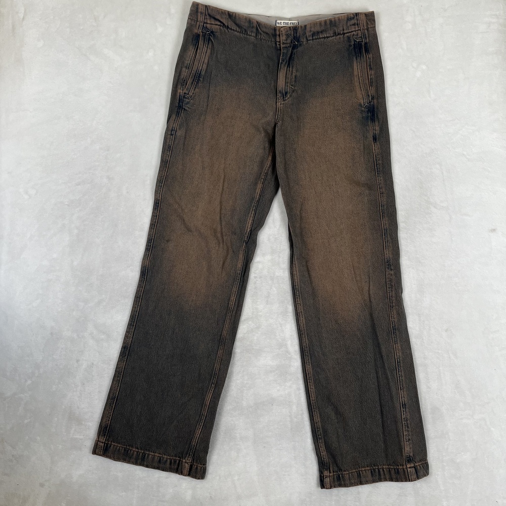 We The Free Straight Jeans Womens 28 Brown Medium Wash Slash Pocket Denim